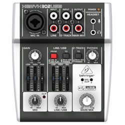 Behringer XENYX 302USB 5-Input Mixer mit XENYX Mic Preamp und eingebautem USB Audio Interface für YouTuber Lets Player Plays Podcaster Podcasts YouTube